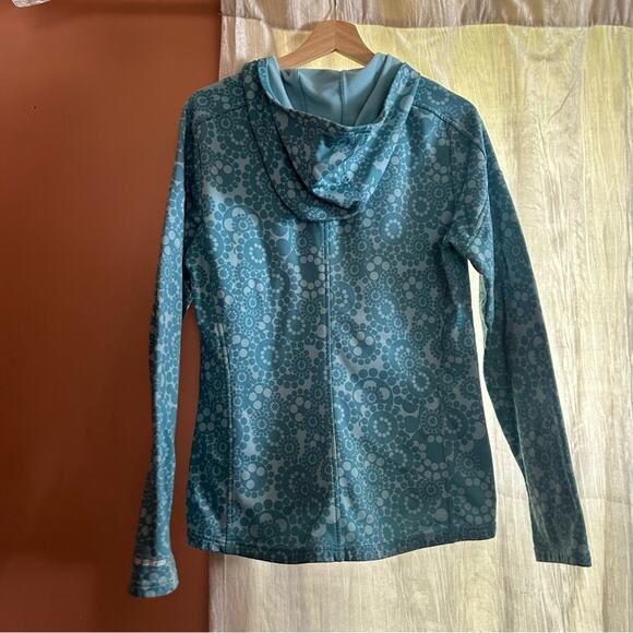 The North Face Fleece Lined TKA Stretch Zip Up Jacket Hoodie Blue Floral Size L - Picture 6 of 7